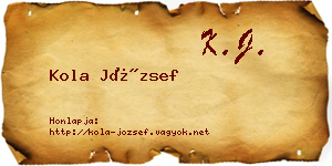 Kola József névjegykártya